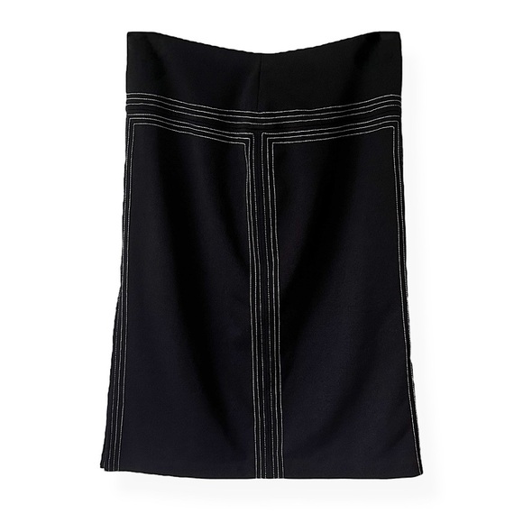 Vintage Express Black High Waist Bodycon Pencil Skirt Contrast Stitching Stretch - Picture 1 of 15